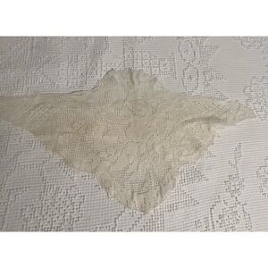 Vintage Crochet  Doily Beige Triangle Shaped Beautiful Estate Find